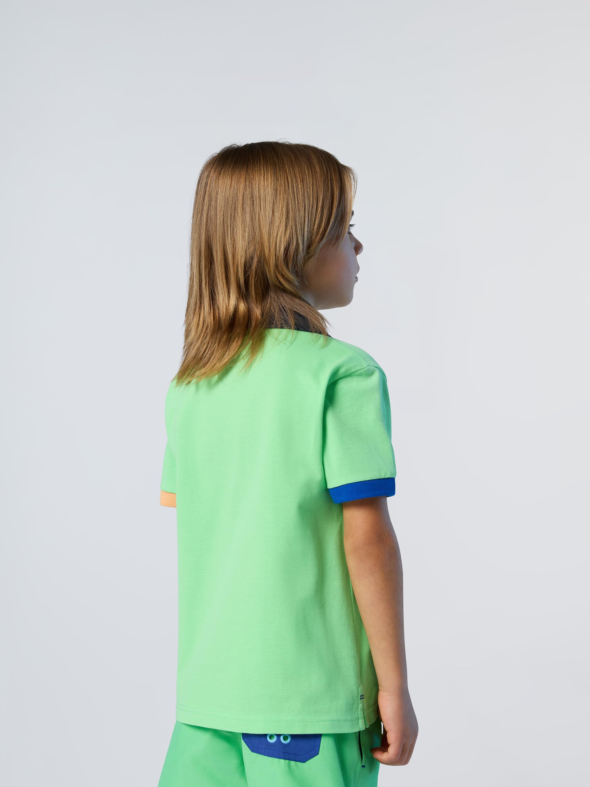 NORTH SAILS Polo Bambino in piqué di Cotone Organico con Dettagli a Contrasto