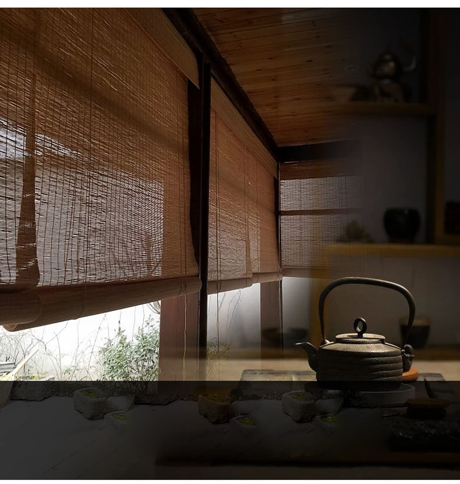 Tende a Rullo in bambù Naturale,Tende a Pacchetto,Tenda a Rullo in bambù per Esterni,Tende a Lamella Naturale tessute a Mano, per Balcone Portico Patio Home (140 * 140cm/55 * 55in)