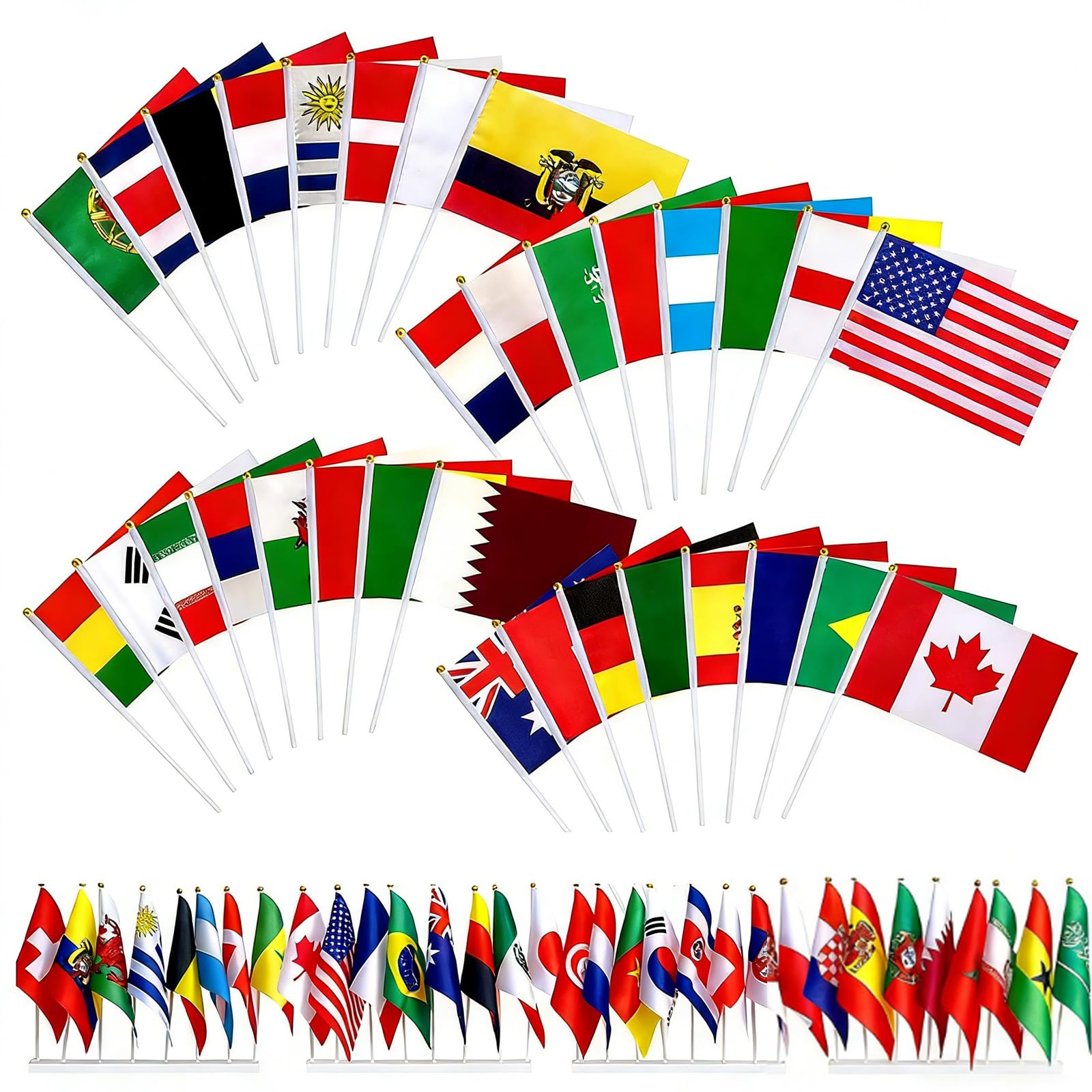32 PCS National Countries Flags World Cup Football 2026 World Cup Fan Merchandise Sports Events Party Decorations Soccer Gifts for Football Match Party Garden Street Decorations