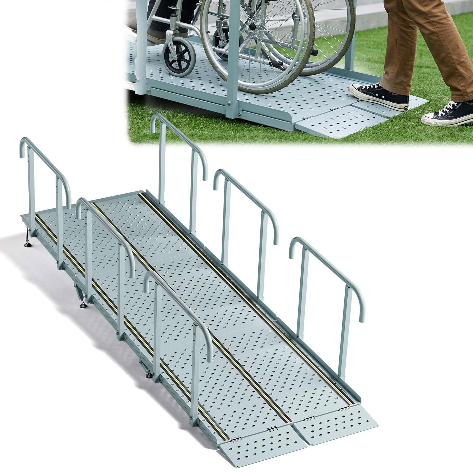 Photo 1 of RDCMKL Wheelchair Ramp with Handrails, 8-24" Rise