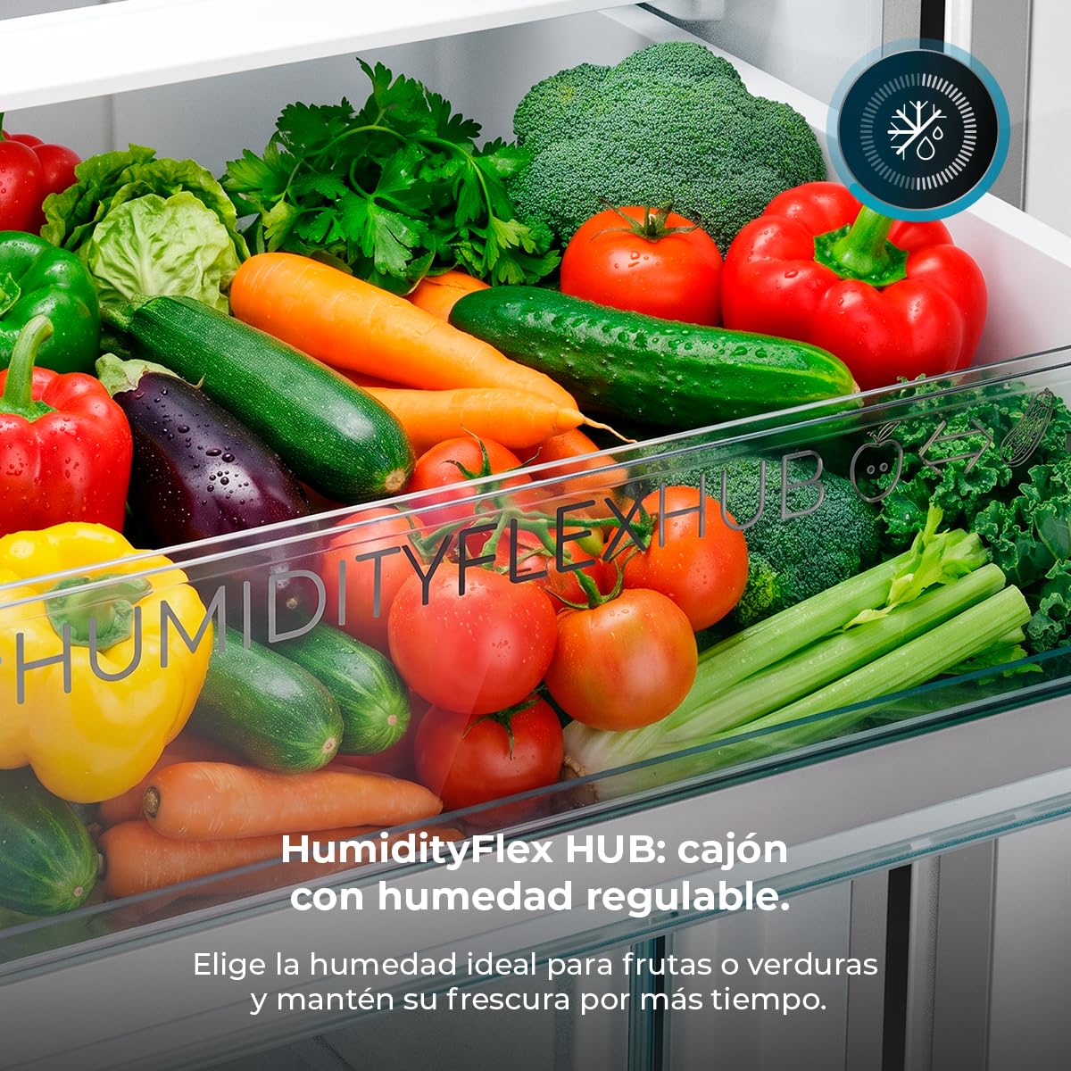 Cecotec Frigorífico Bolero CoolMarket Combi 377 Inox A. 377 Litros, Altura 200 cm, Ancho 59,5 cm, Clase A de Eficiencia, Sistema CoolMatrix, Dos Cajones con Control de Humedad, Congelación Rápida
