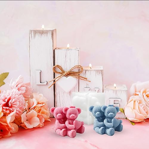 Miniatura 5 de Molde de vela de oso para hacer velas, molde de silicona 3D para el día de San Valentín para fundición de resina, bricolaje de yeso, arcilla