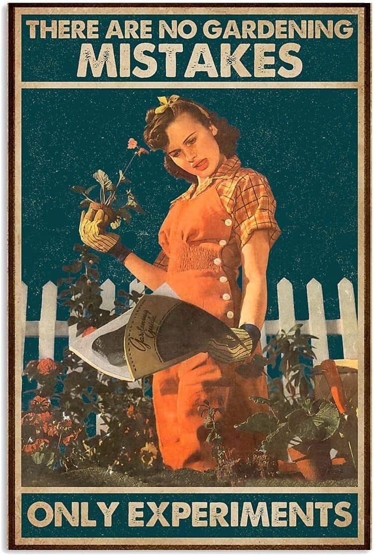 peiyeety Metal Signs There are No Gardening Mistakes Signs Vintage Aluminum Sign for Home Retro Coffee 8x12 Inch