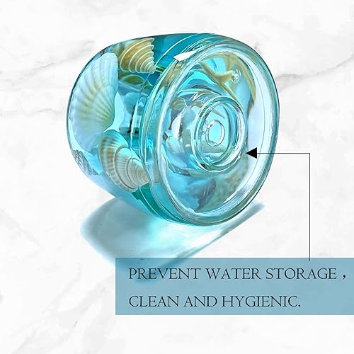 Miniatura 4 de FONMY Mini soporte para cepillos de dientes, acrílico con concha de mar natural, hecho a mano, organizador para encimeras de tocador de baño,