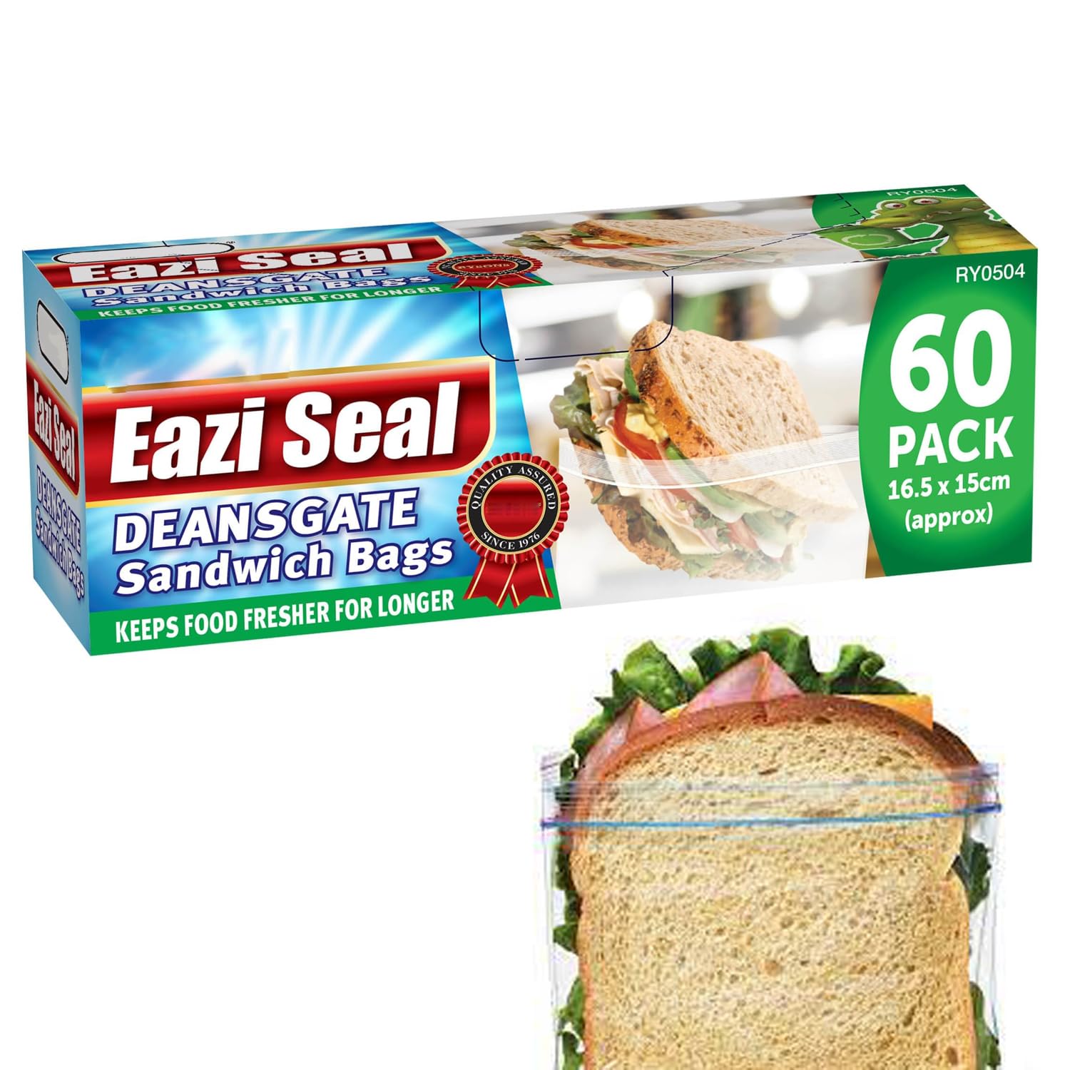 Zip Lock Sandwich Bags Freezer Food Reusable Sealable Storage Resealable Cookie Press And Seal Kitchen Sweet Pouches Durable Poly Clear Sealed Leakproof Polythene 16.5cm X 15cm (60)