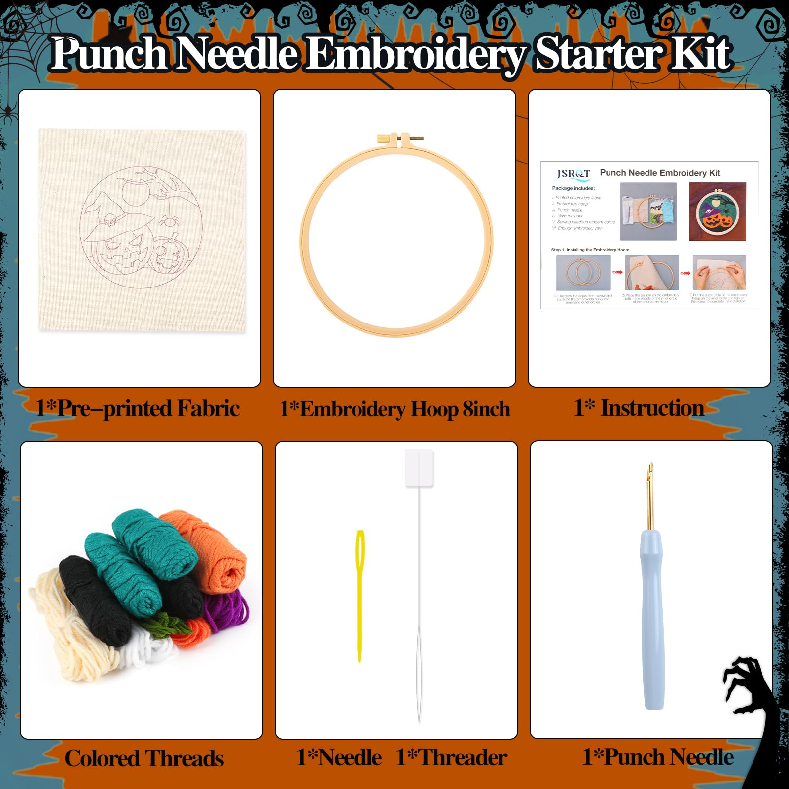 Halloween Punch Needle Kit - Beginner Embroidery -3
