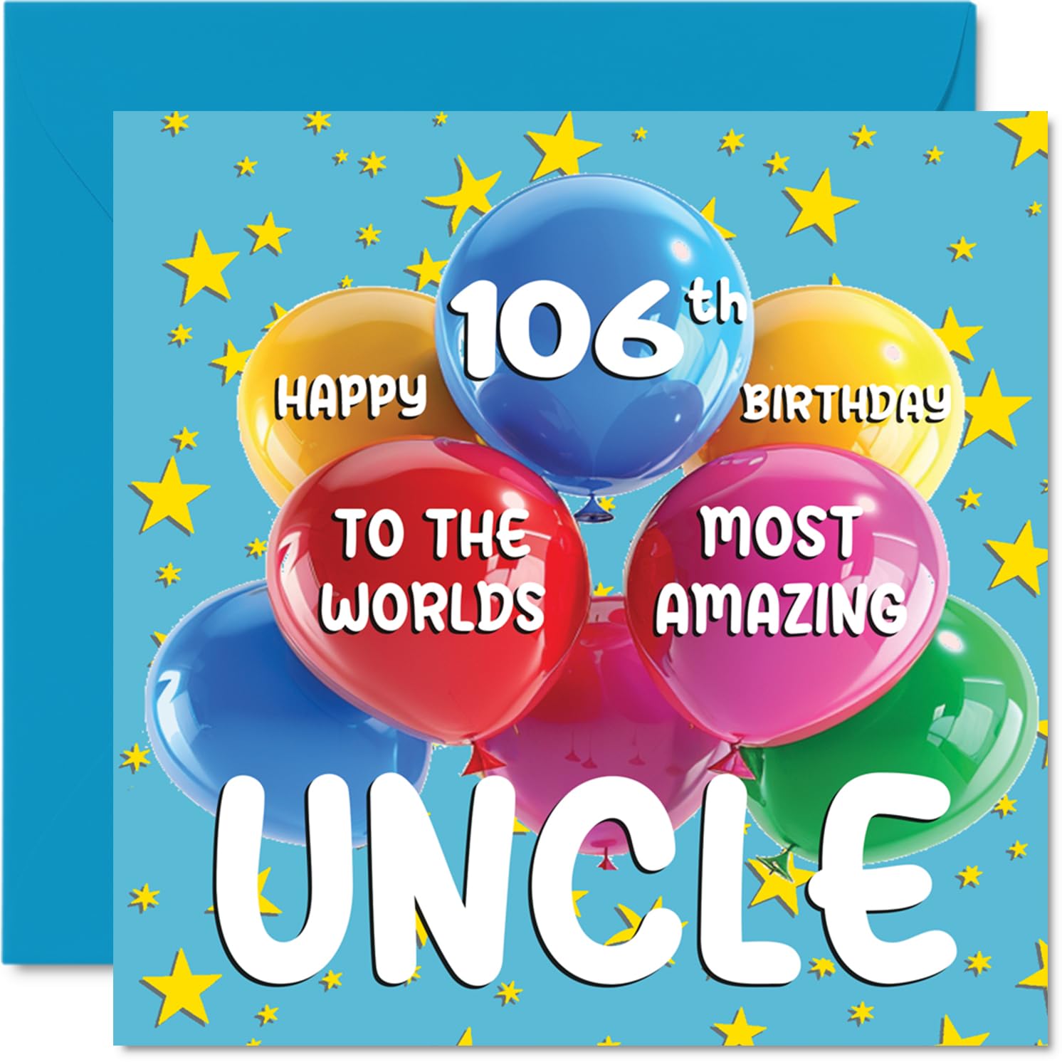 106th Uncle Birthday Card - World's Most Amazing Uncle - Happy 106th Birthday Card from Niece Nephew, 145mm Age 106 Greeting Cards
