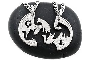 Cat and Dog BFF Necklace: Engraved Initials
