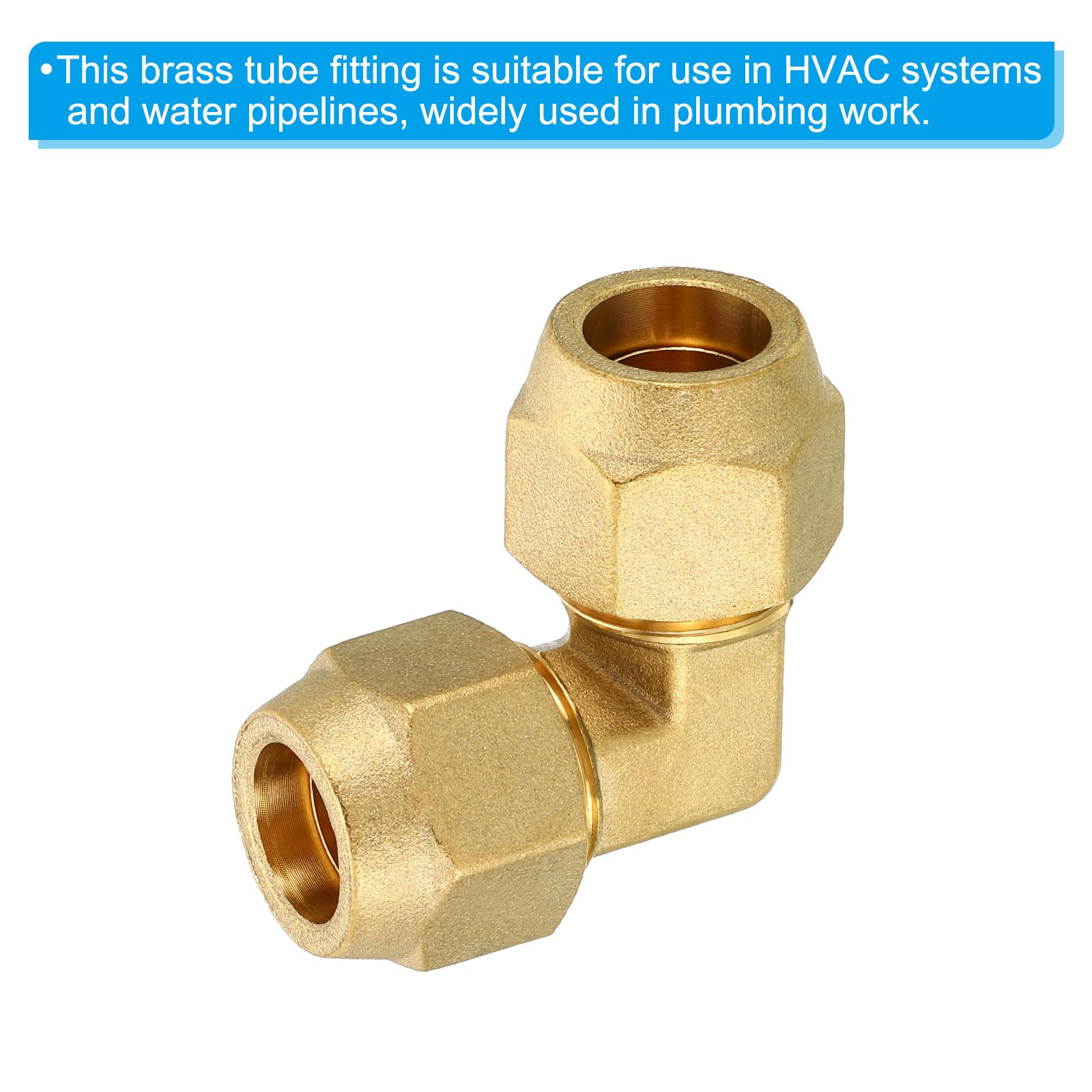 PATIKIL Conector adaptador de tubo de latón de 5/8 x 5/8 pulgadas, paquete de 2 conectores adaptadores de tubo de codo de 90 grados con tuerca para aire acondicionado, refrigeración, fontanería