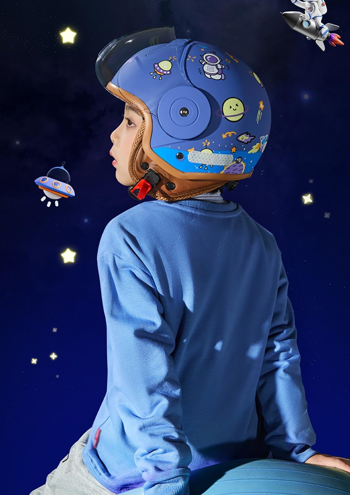 Casque De Moto Enfant, Casque De Trottinette Fille Mignon, Casque De Vélo Garçon, Casque Jet Ouvert avec Visière, Casque Enfant Réglable De 4 À 12 Ans
