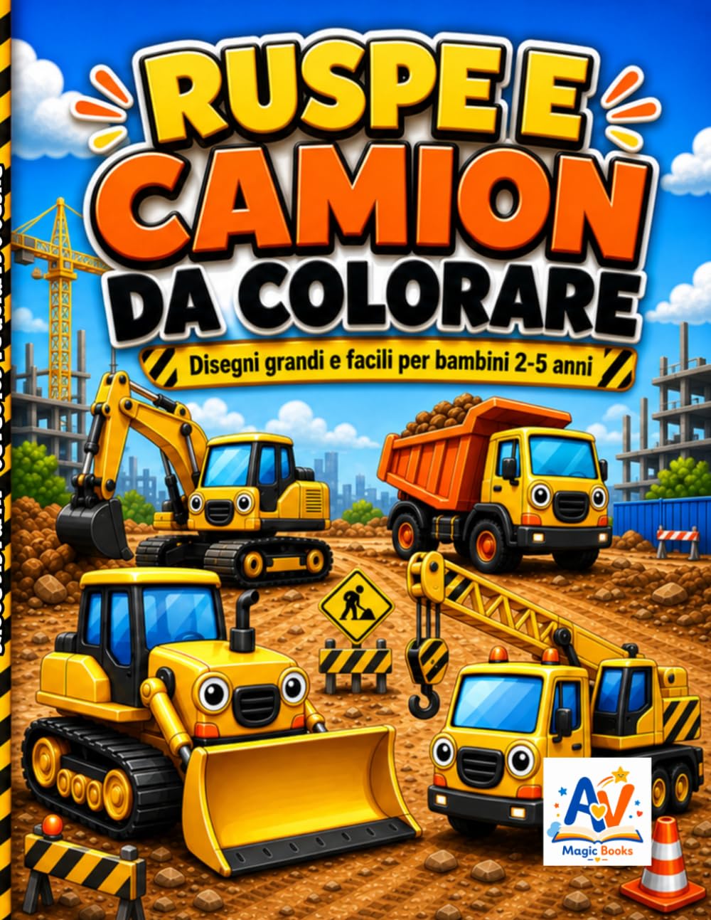 Ruspe e Camion da Colorare: Disegni grandi e facili per bambini 2-5 anni