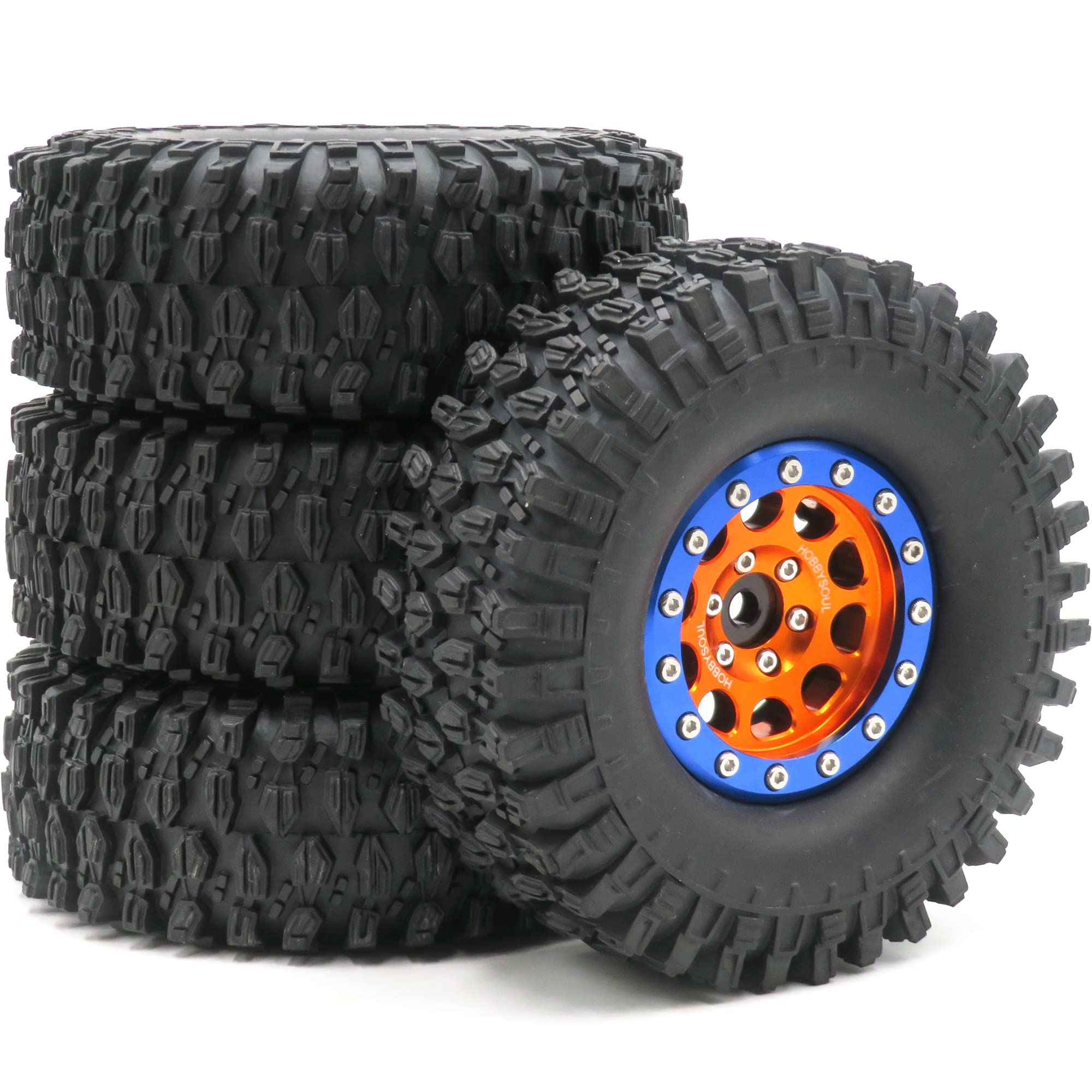4-Pack 1.9" RC Crawler Tires - 108mm Height Soft Rubber Tyres With Foam Inserts For Axial SCX10, 1/10 Scale Trail Trucks - View #13