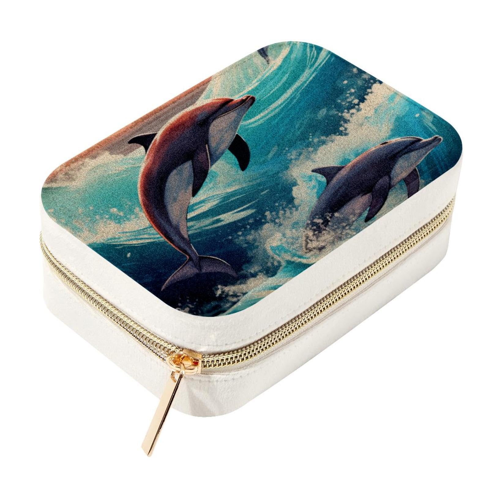 Boîte à bijoux de voyage en velours dauphin pour week-end et vacances sans nœuds