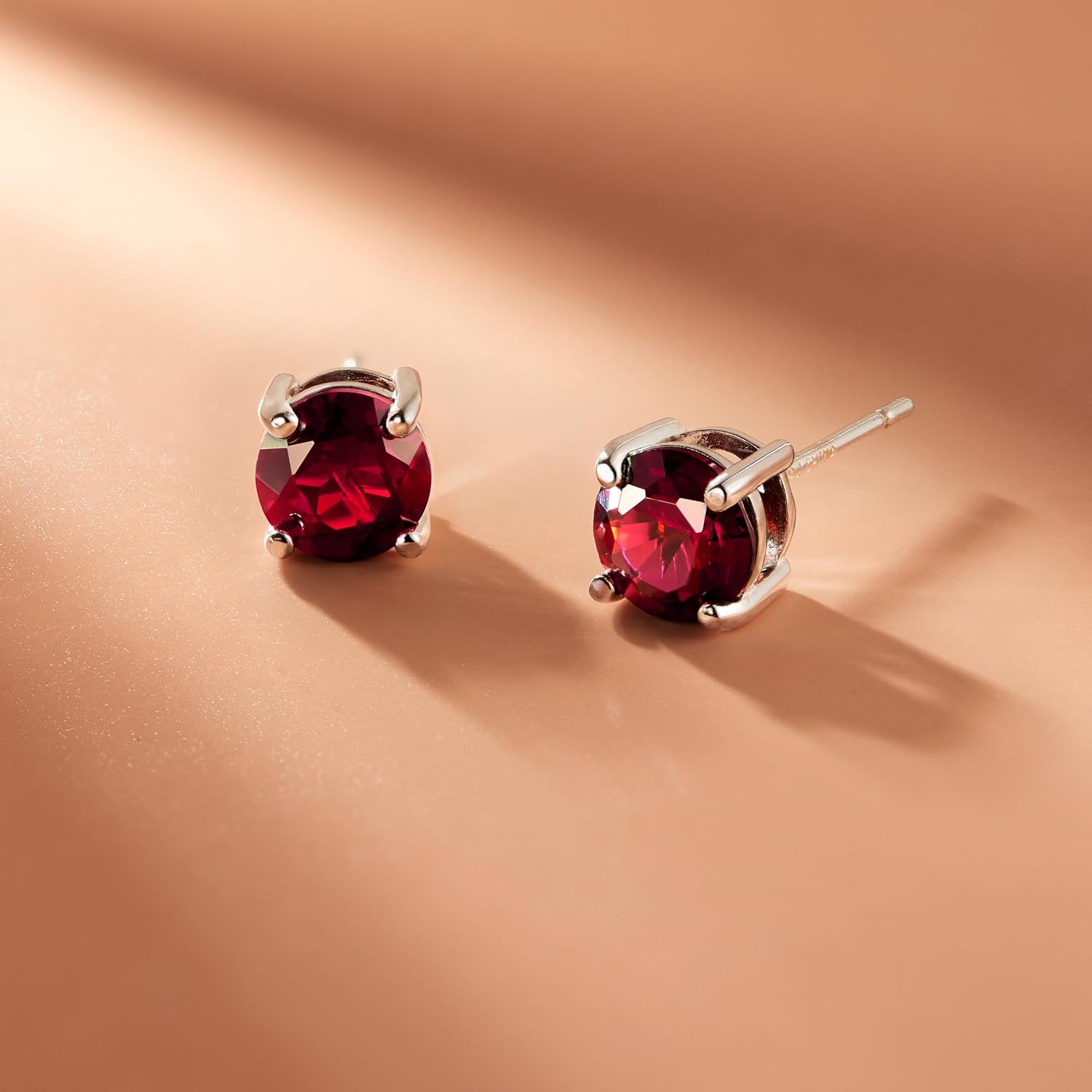 Amazon Essentials Sterling Silver Round Birthstone Stud Earrings