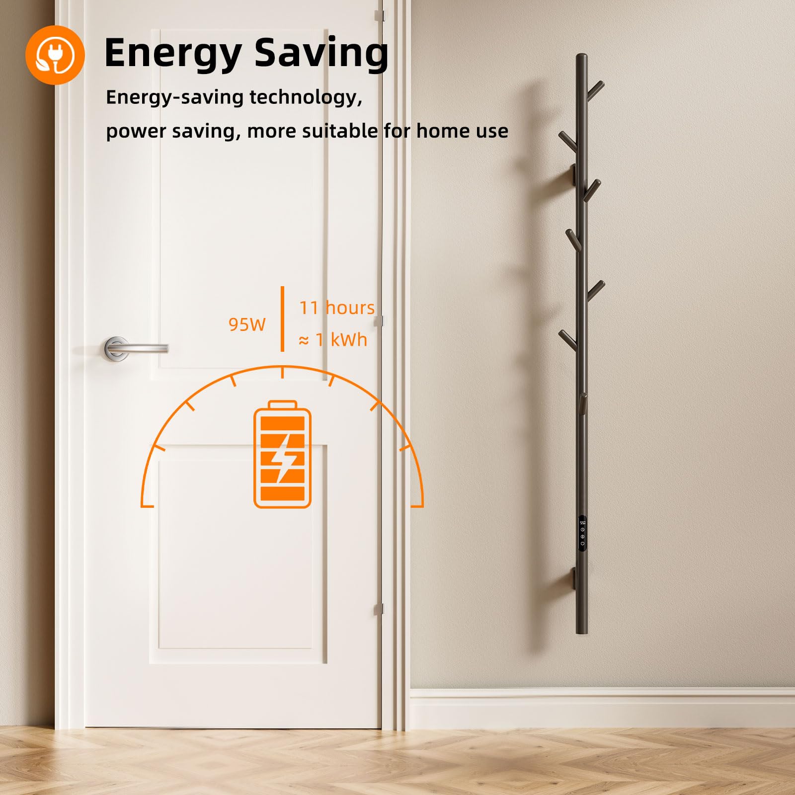 Seche Serviette Electrique,Porte-serviettes électrique à tige unique,Serviette Murale Intelligent à Température Constante,Chauffe-serviettes,Sèche Serviettes Électrique,économie d'énergie-WiFi Gray