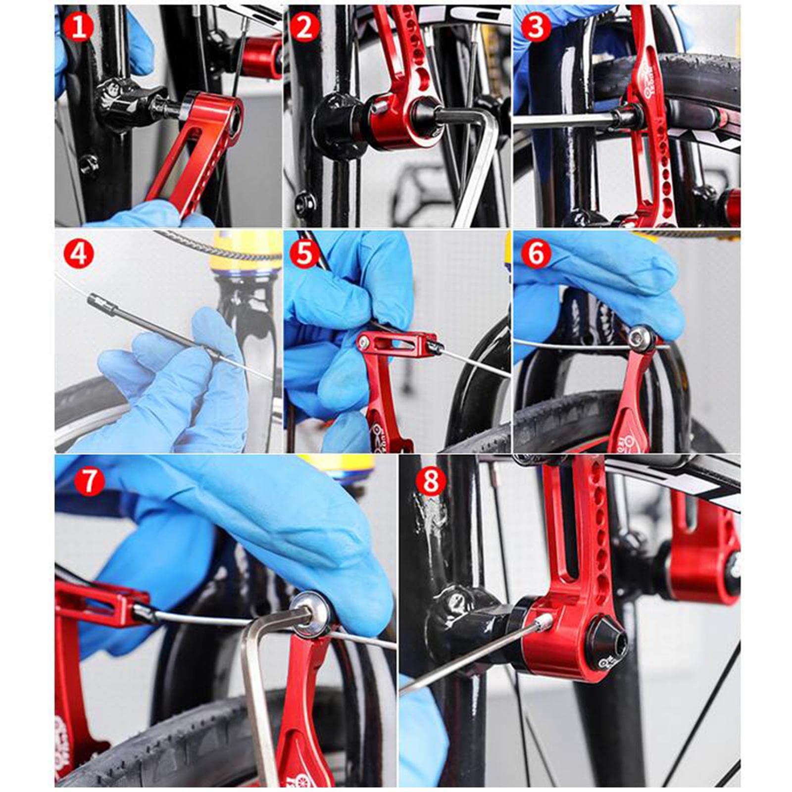 predolo Aluminium Fahrrad Set mit Montageset Bremskabel Caliper Bremszubehör Aluminiumlegierung Geräuscharm für Mountainbike BMX Straßenrad DIY