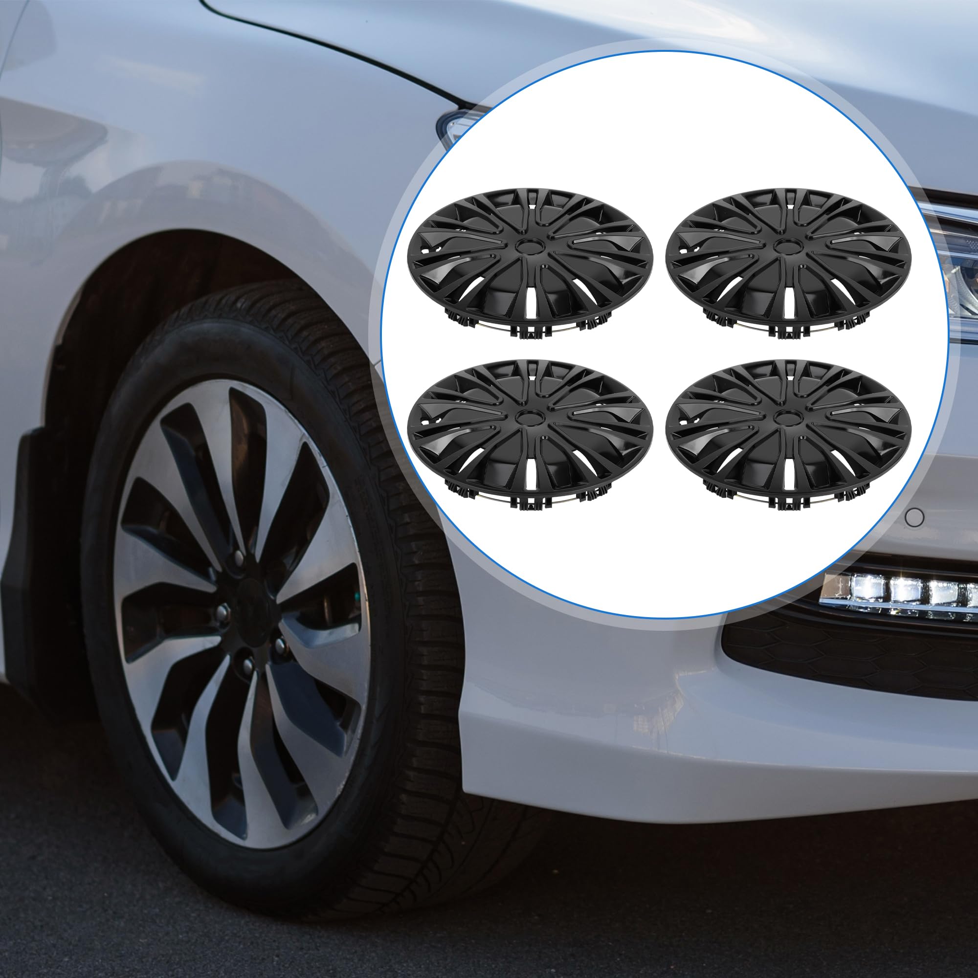 4 Pz Coprimozzo Ruota R15 Nero Universale Per Auto | Plastica Resistente, Clip-On, Per Pick-Up/SUV, Protegge Da Polvere E Sporco, Aggiunge Eleganza.
