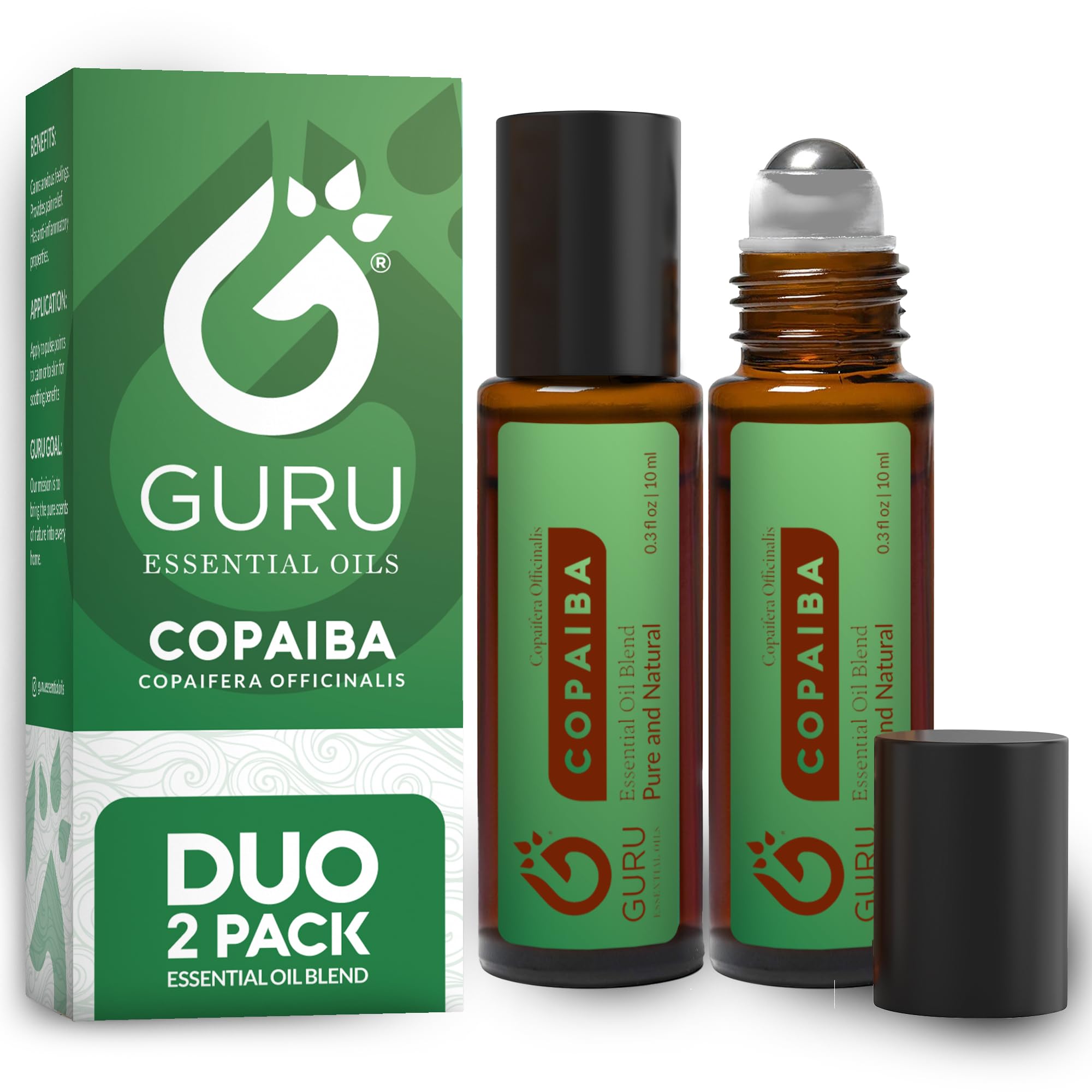 Copaiba Essential Oil Roll Ons (2 Pack) - Premium Therapeutic Grade Aromatherapy Rollers