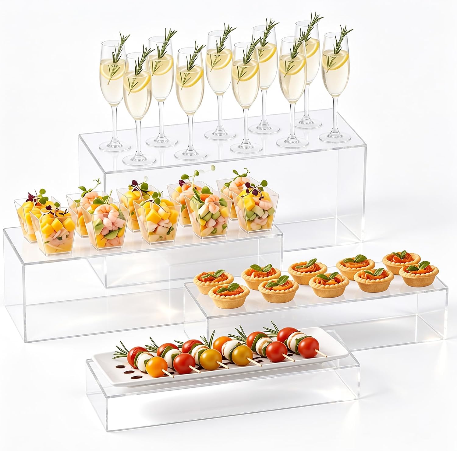 Leinuosen 4 Pcs Extra Large Buffet Risers, Clear, 13''13''14''15''