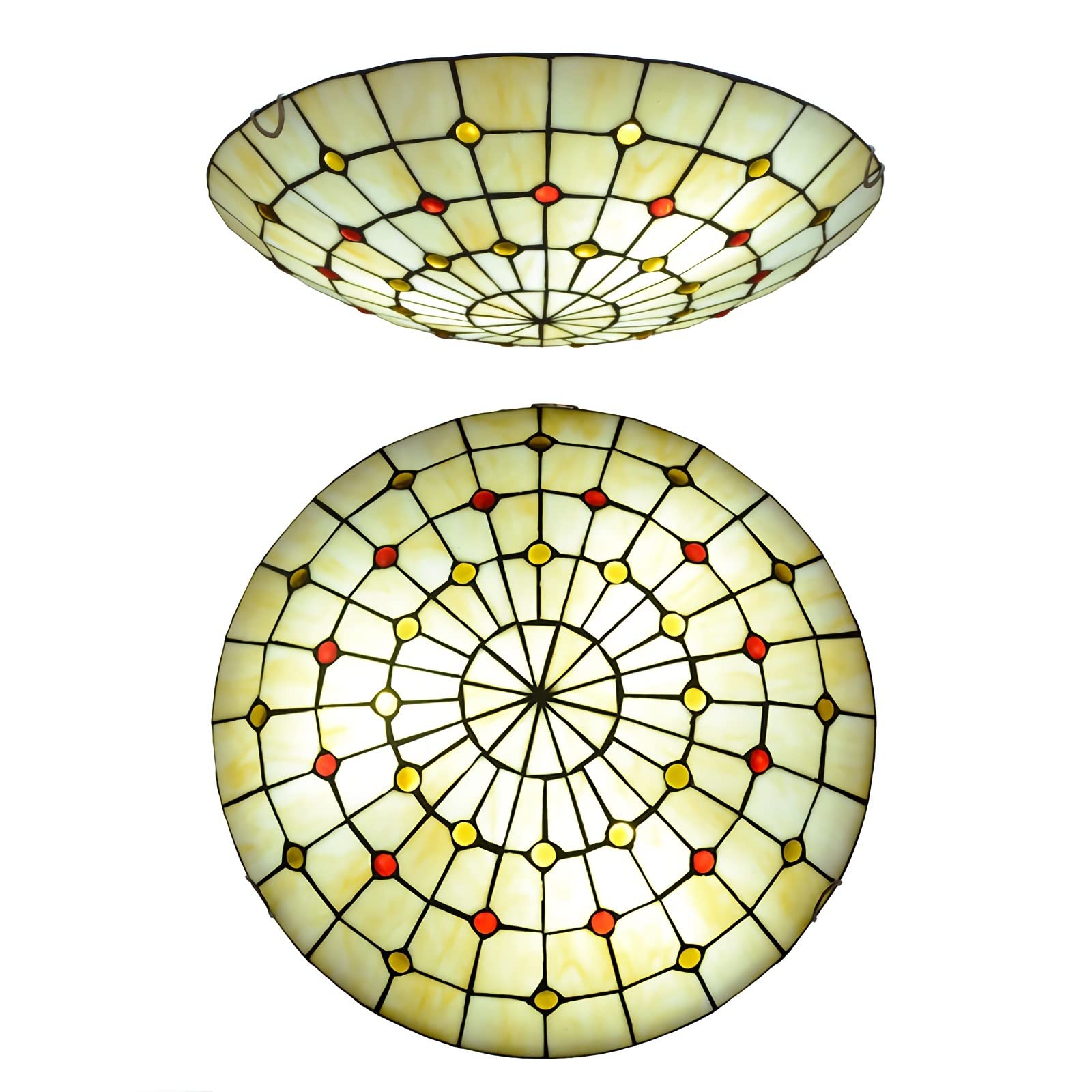 Lampa sufitowa LED 12/16/20 cali, okrągła oprawa wpuszczana z kolorowego szkła, styl vintage E27, dekoracyjny żyrandol do salonu, sypialni, jadalni, korytarza, kuchni, Dx03b 40 cm (dx08a 50 cm)