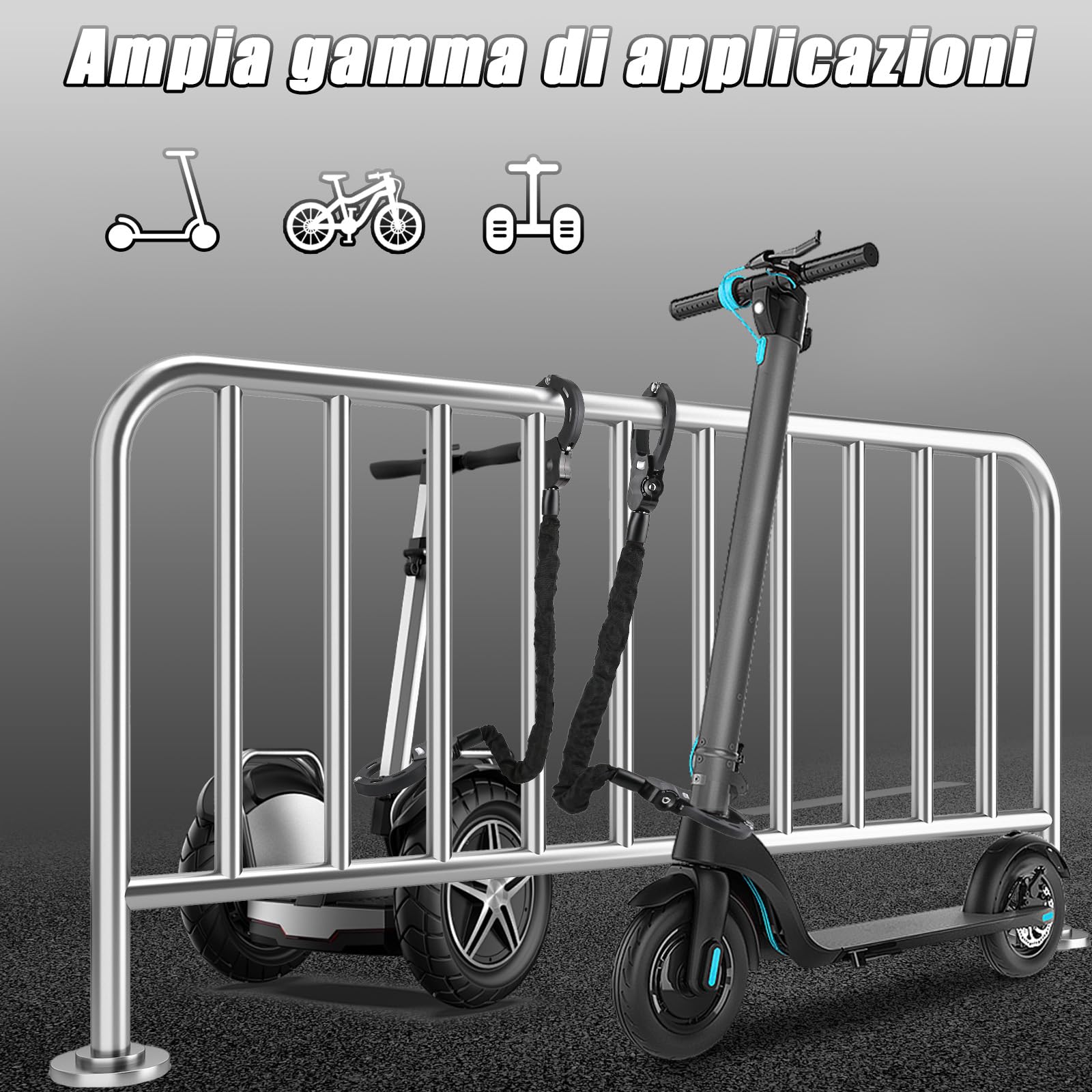 Serratura per scooter elettrico con custodia impermeabile e manicotto di bloccaggio in gomma, serratura ad alta sicurezza, per scooter elettrici/biciclette/e-bike (Nero)