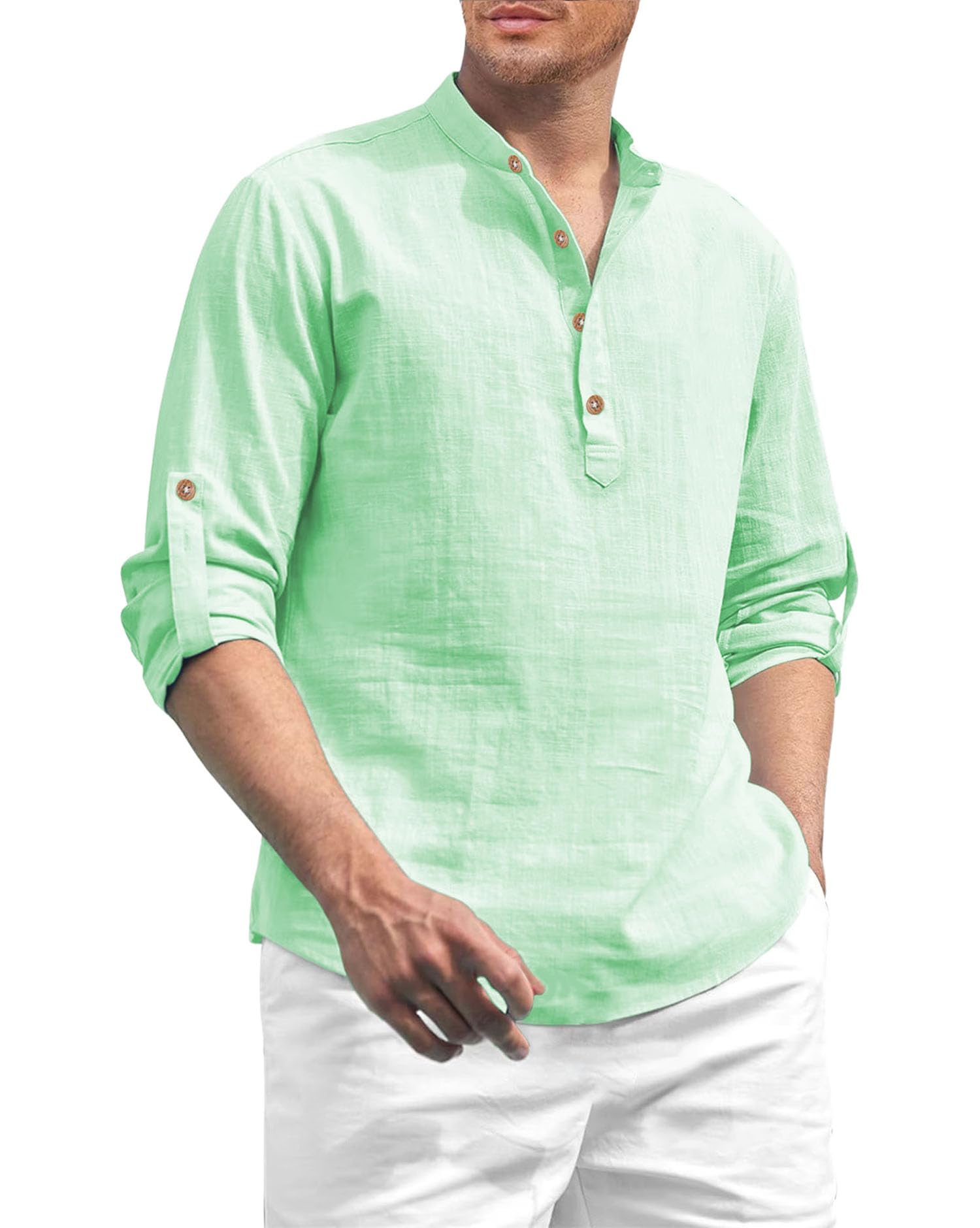 Campus Sutra Men Solid Cotton Blend Straight Kurta Shirt for Men's in neutral