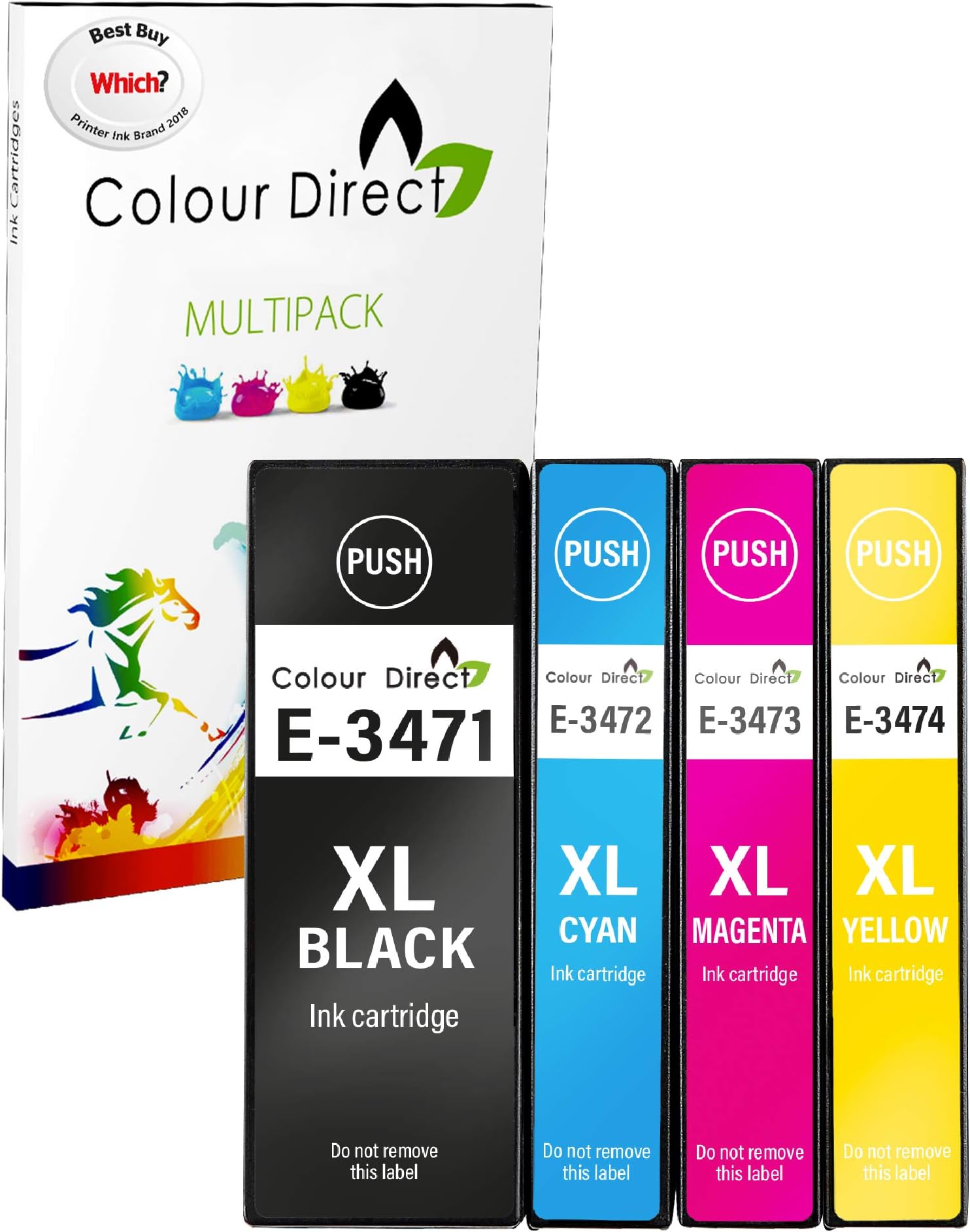 ColourDirect 34XL Compatible Ink Cartridges Replacement For Epson 34 XL WorkForce Pro WF-3720 WF-3720DW WF-3720DWF WF-3725DWF - 4 Pack (1 Set)