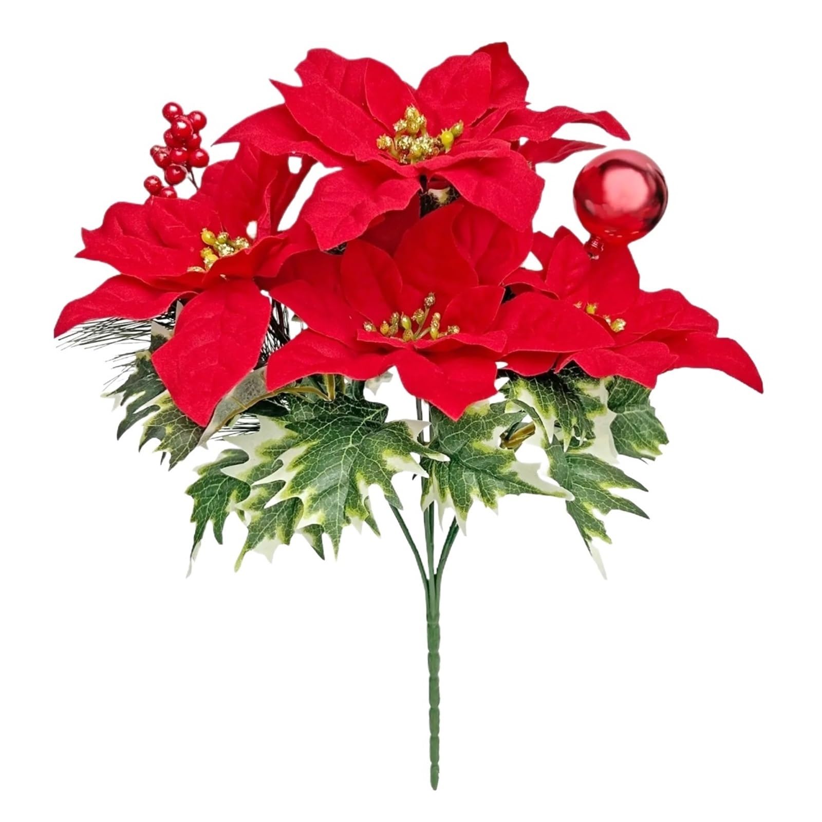 Maryear Artificial Flower 5PCS Simulation Bouquet Flannel Flower Head Pine Needle Ball Decoration