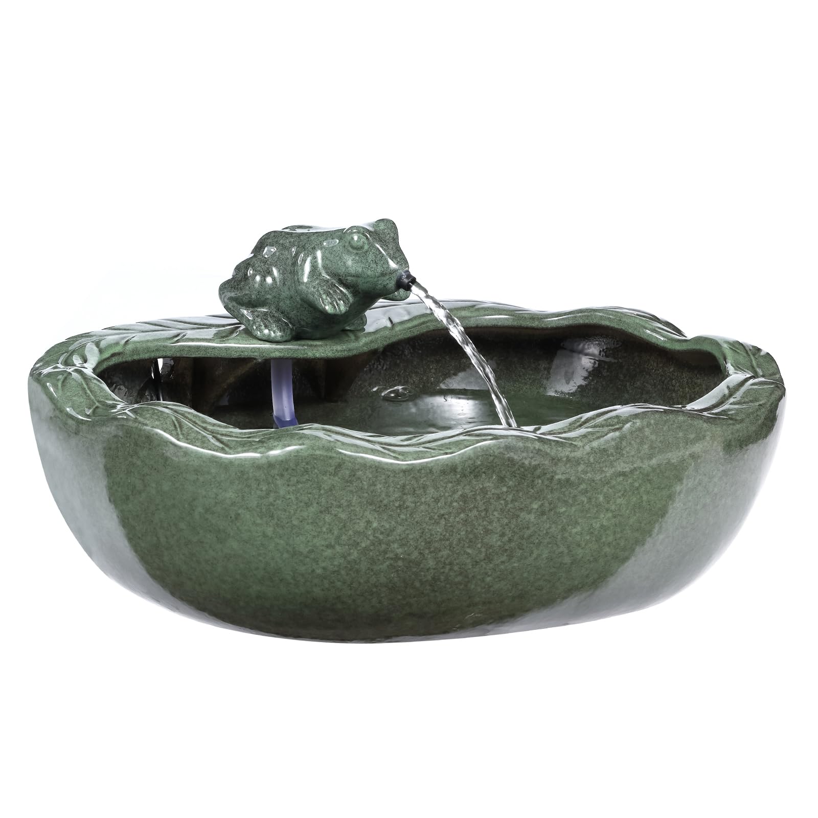 Photo 1 of Ceramic Solar Water Fountain Outdoor – 11" Glazed Frog Solar Garden Fountain, Solar Powered Fountain for Garden, Patio, Yard, Tabletop