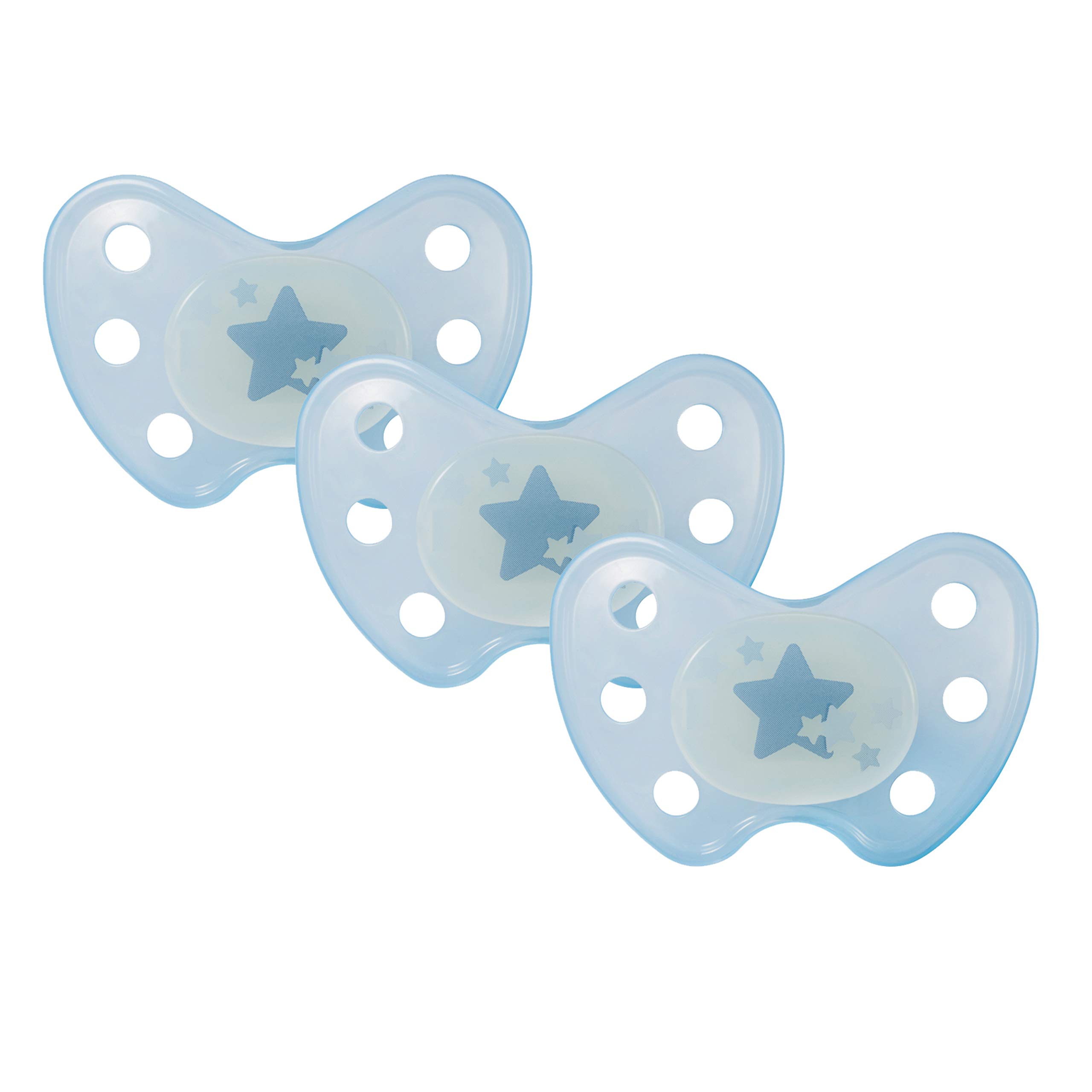 dentistar Night Silicone Soother Set of 3 - Size 3, from 14 Months - Silicone Soother with Dental Step - Glow in The Dark Baby Dummy - Made in Germany - Star, Pink — view 28