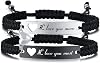 Heart Matching Couples Bracelets - Adjustable Braided I Love My Boyfriend Girlfriend Long Distance Bracelets, Lovers His Hers Relationship Promise Bracelet Jewelry Anniversary Christmas Birthday Gifts