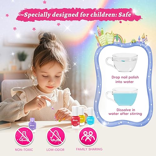 Miniatura 4 de Juego de Esmalte de Uñas de Secado Rápido para Niños, Esmalte de Uñas No Tóxico para Niños Pequeños, Esmalte para Uñas de las Manos Despegable a