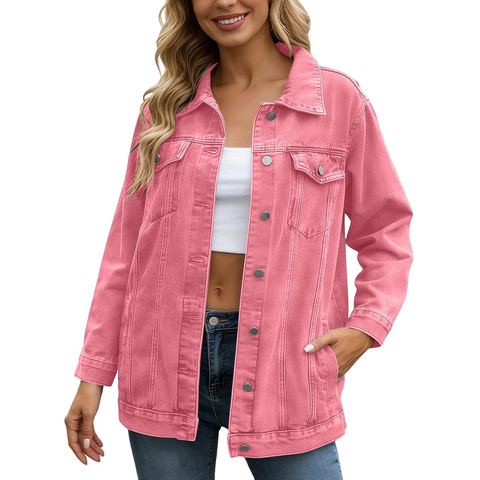 Genérico Cazadora Vaquera Mujer Elastica - Corto Sin Mangas con Chaqueta Vaquera Lavada con Botones para Mujer