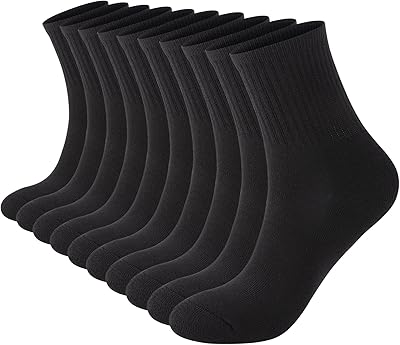 Monxiery Womens Cotton Cushioned Ankle Socks, Athletic Quarter Mini Crew Socks.