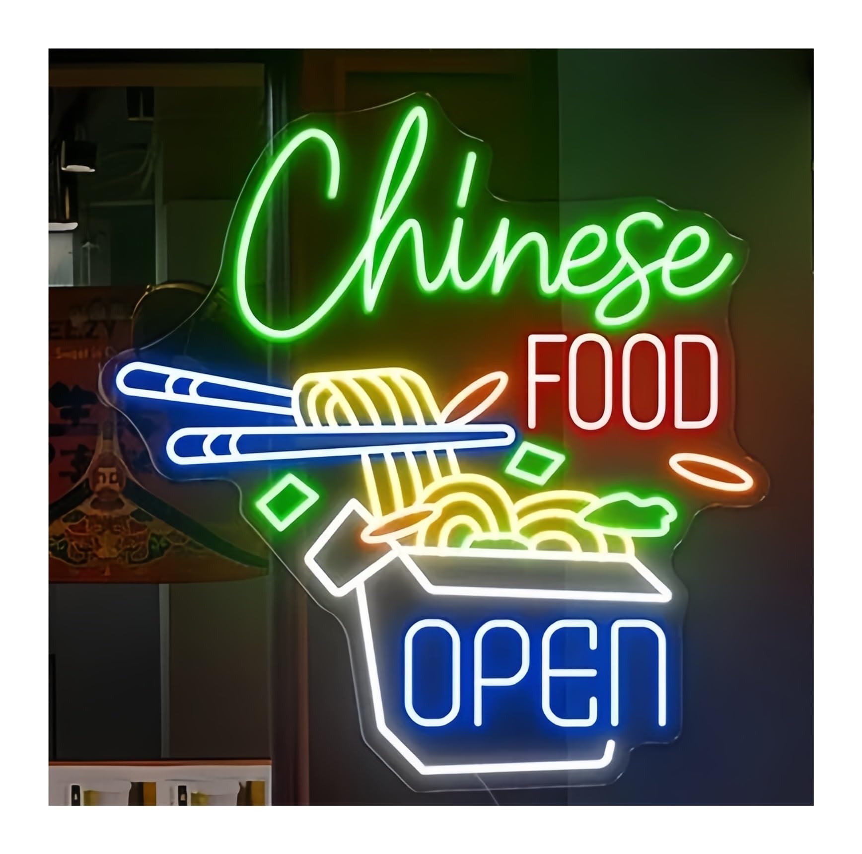 Shouxi B Sign Lamp Chinese Food Open Neon Sign Ramen Owl Noodles Restaurant Kitchen Ar Decoration Usiness 60Cm(B)