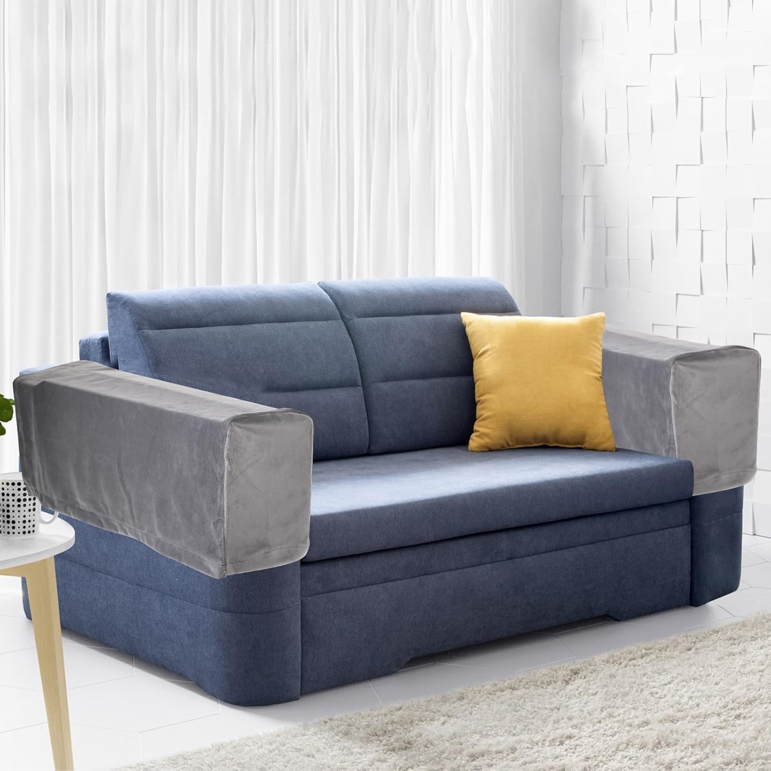BESPORTBLE Set of 2 Sofa Armrest Covers, Stretch Armchair Covers for The Arms Anti-Slip Chair Arm Protectors Removable for Sofa Chair Recliner Couch Loveseat (Grey)