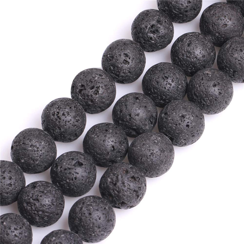 Gem-Inside Create Your Own Fashion Black Lava Rock Gem-Inside Natural 18Mm Round Gemstone Semi Precious Loose Beads For Jewellery Making 15''
