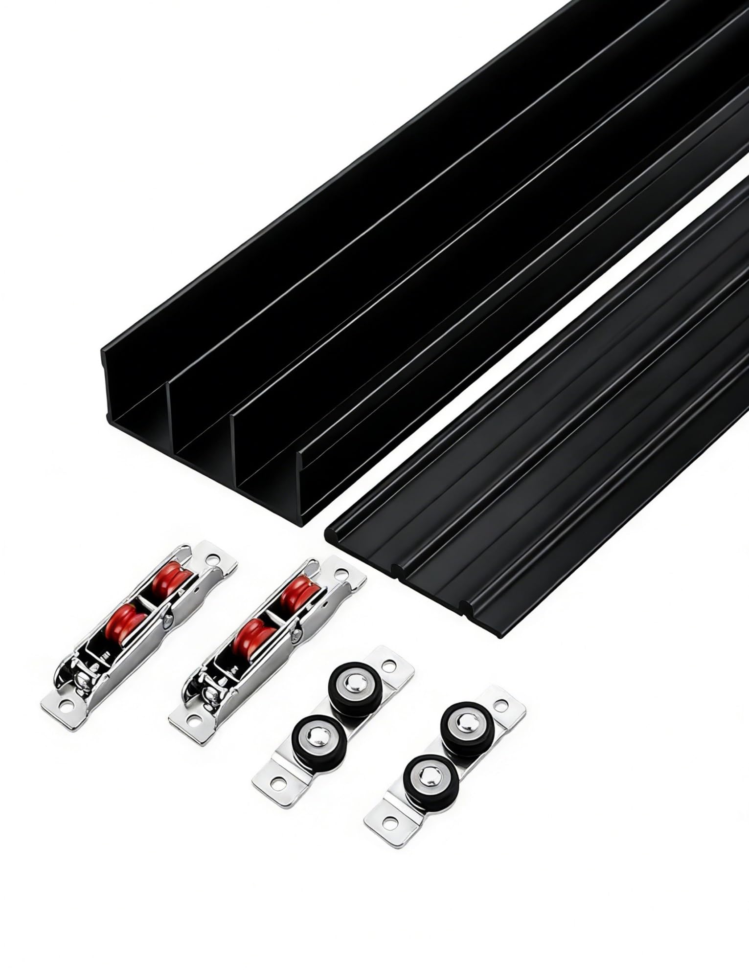Kit de herrajes for puerta corredera de triple riel, rieles de aluminio de alta resistencia, derivación de 3 paneles ajustable de montaje empotrado for armario,(120cm/47.2in)
