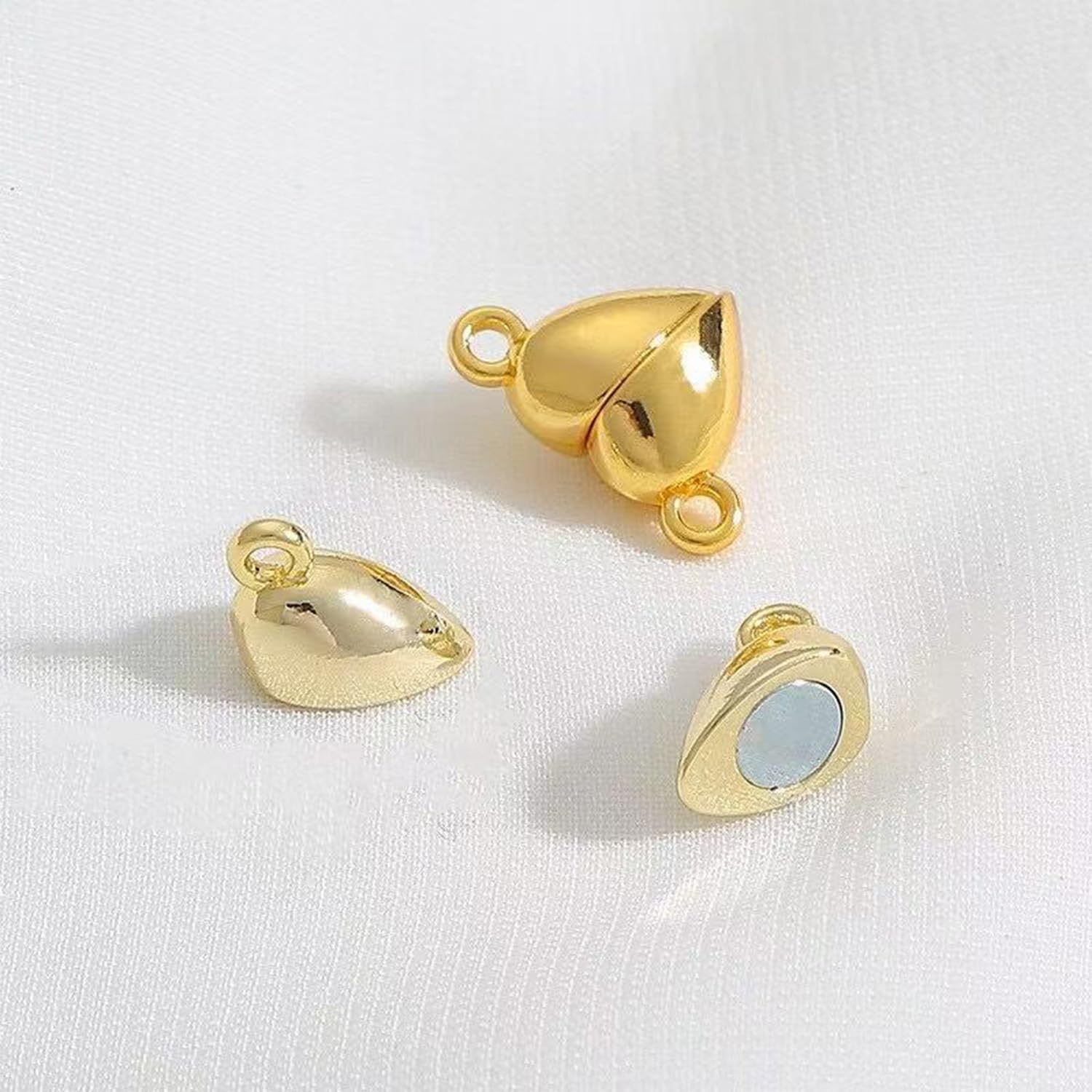 Heart Shaped Magnetic Clasps for Jewelry Making, Gold and Silver, 20-Pack Necklace Bracelet Closures (10gold10silver/8mm) - Image 6