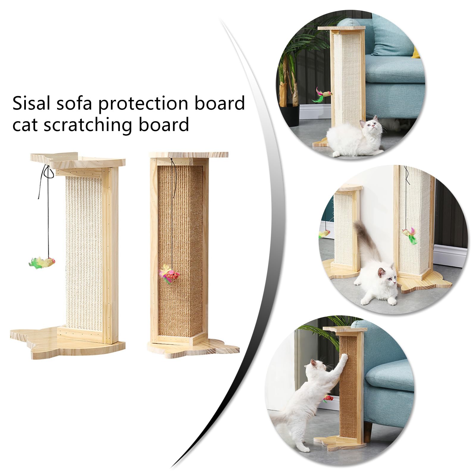 Rascador de esquina para gatos, rascador para gatos con juguete de juguete para rascar, protectores de muebles de cuerda de sisal