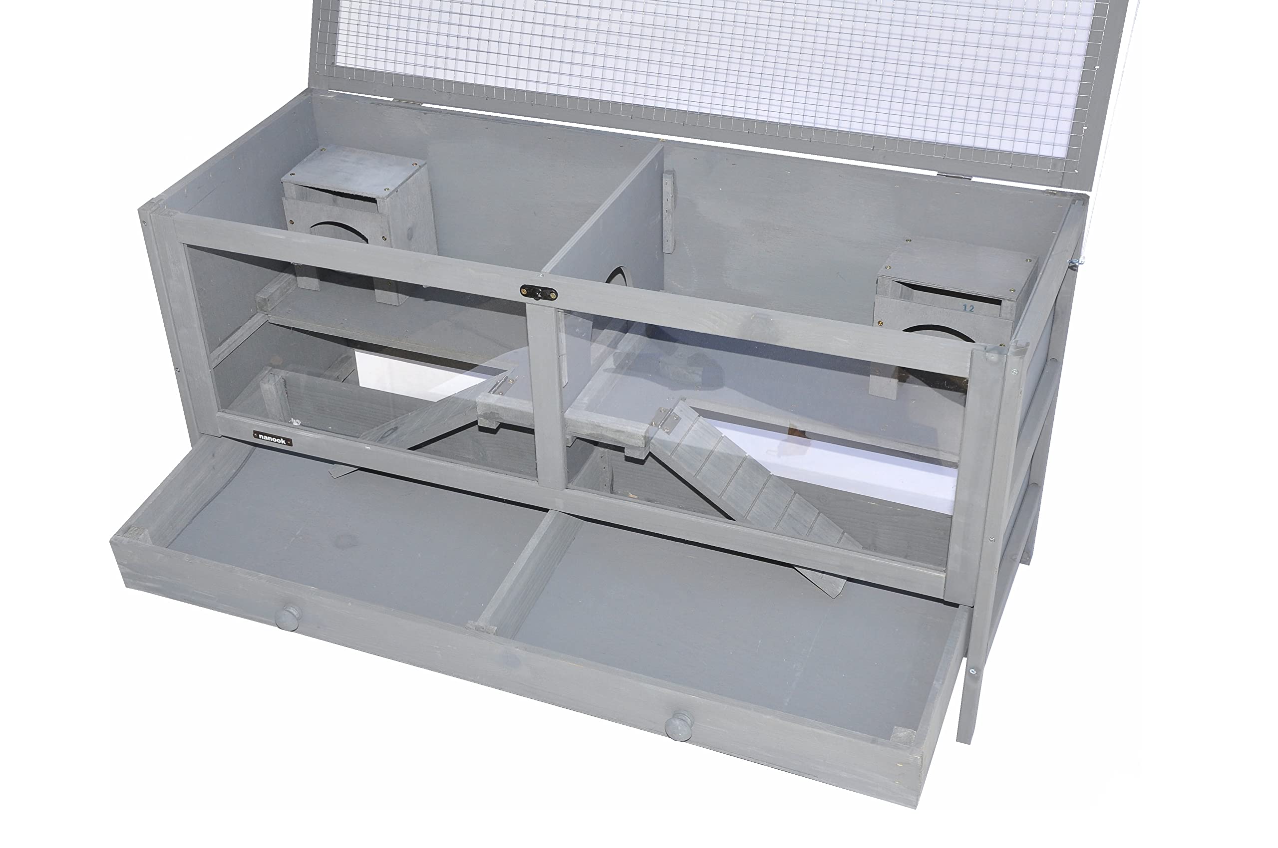 nanook Hamsterkäfig Mäusekäfig Kleintierkäfig Holz 92 x 38 x 48 cm grau