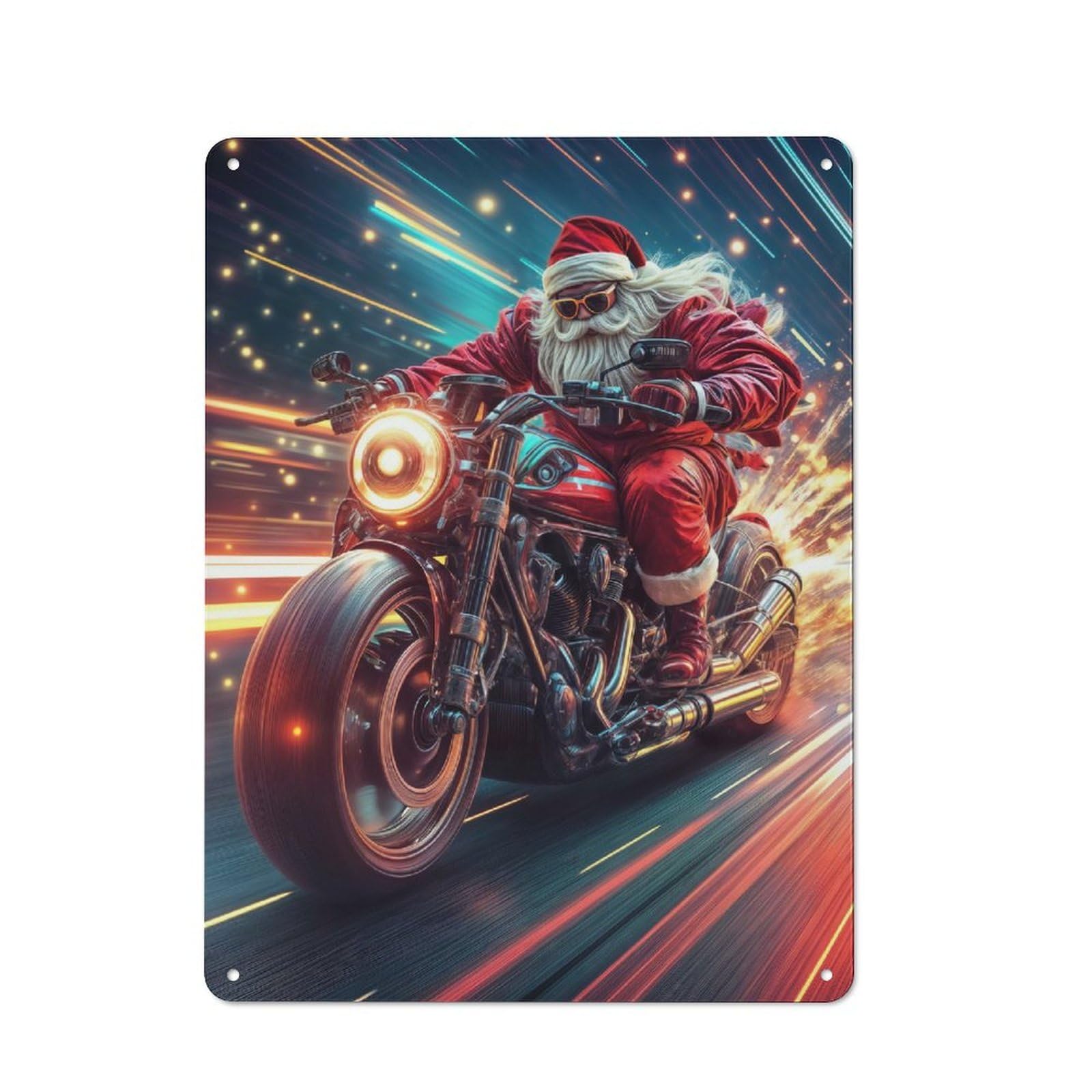 Junmoney Speedy Santa Style Vintage Tin Wall Plaque 40X30cm For Café Or Restaurant, A Decorative Christmas Gift For Café Owners And Decorators
