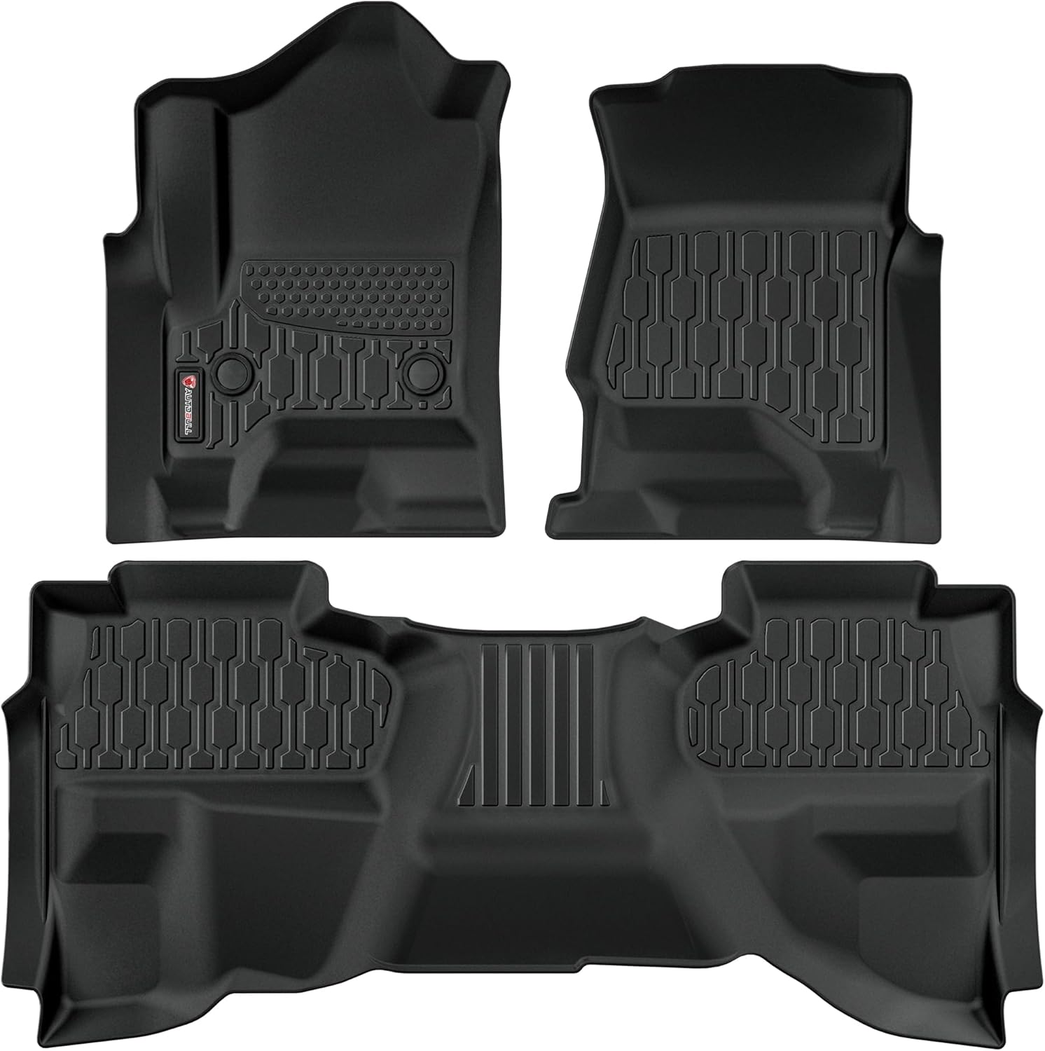Floor Mats Compatible with Chevrolet Silverado & GMC Sierra 1500 Double Cab 2014-2018, All Weather TPE Floor Liners, Custom Fit Car mats, 1st & 2nd Row, Black Chevrolet Silverado 2014-2018 Double Cab