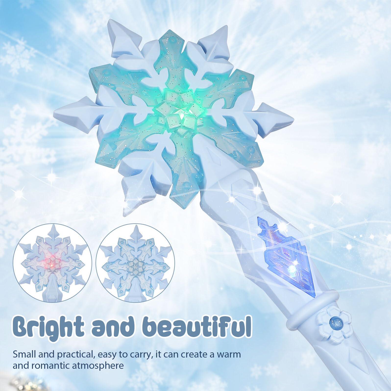 KOMBIUDA Bastone Magico Luminoso Blu per Ragazzo Ragazza, Giocattolo Sicuro in Plastica Luci Lampeggianti, Facile da Trasportare, per Feste e Regali Compleanno Bambina