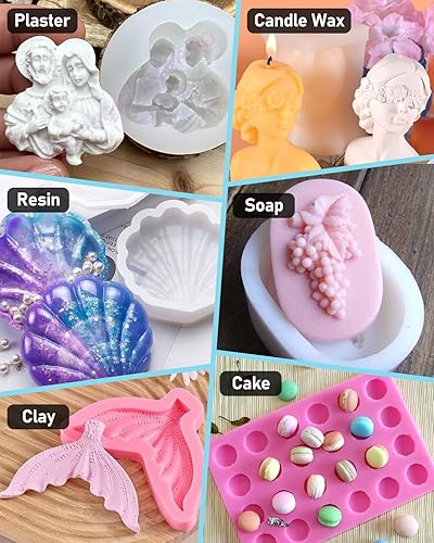 Miniatura 7 de Nicpro Kit de fabricación de moldes de silicona de 170 onzas 15A, goma de silicona translúcida, no tóxico, flexible y seguro para alimentos,