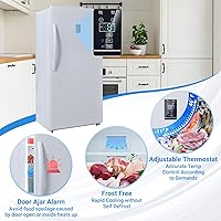 Vista 3 de Smad 14 Cu.Ft. Upright Freezer, Stand Up Freezer, Convertible Freezer/Refrigerator with LED Control Panel and Drawer, Standing Freezer Upright for