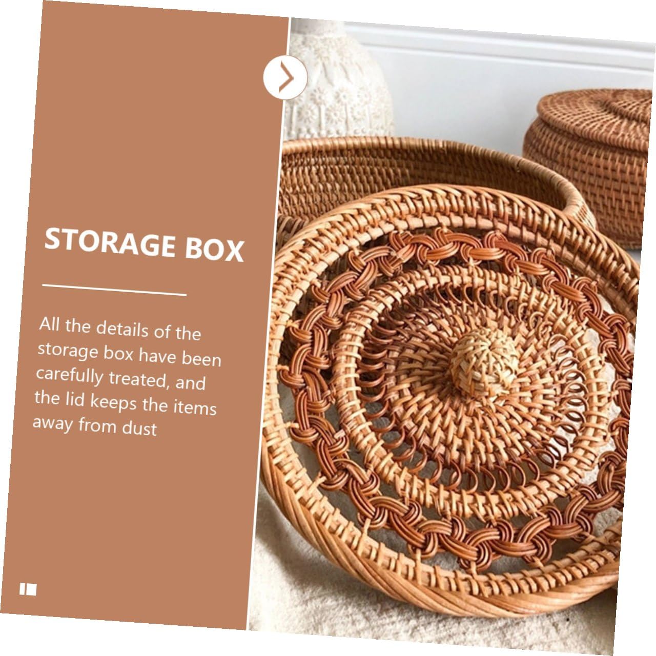 Veemoon Cesto Porta Dolci in Rattan Intrecciato Contenitore Versatile Coperchio per Snack e Dolci, per Regalo di Inaugurazione Casa o Studio