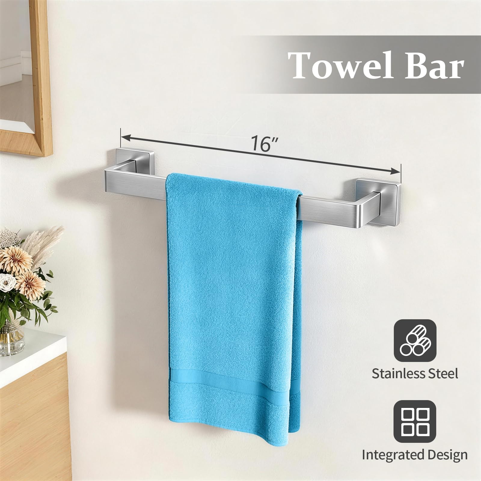 STWWO 5-Piece Bathroom Accessories Hardware Set Brushed Nickel — Amazon image 2