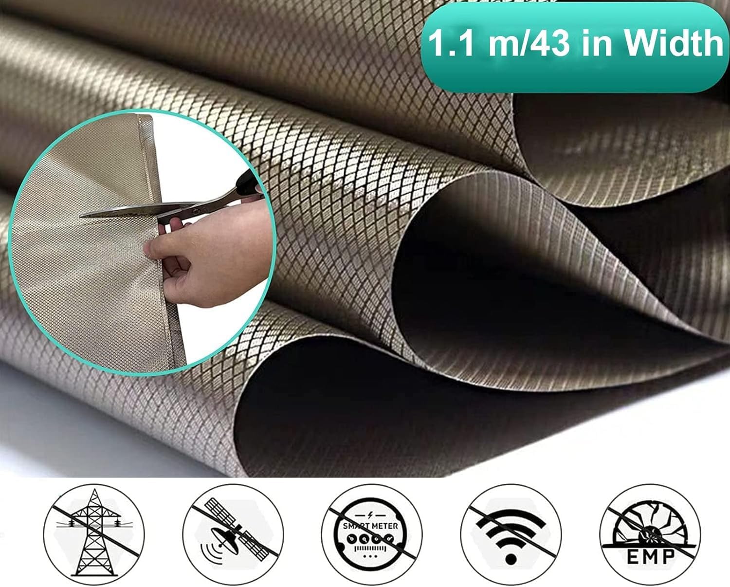 LNNNW Tela de Faraday Tela de protección contra radiofrecuencia, tela de protección contra radiación, utilizada for confeccionar ropa de maternidad para proyectos DIY(1.1x9m)