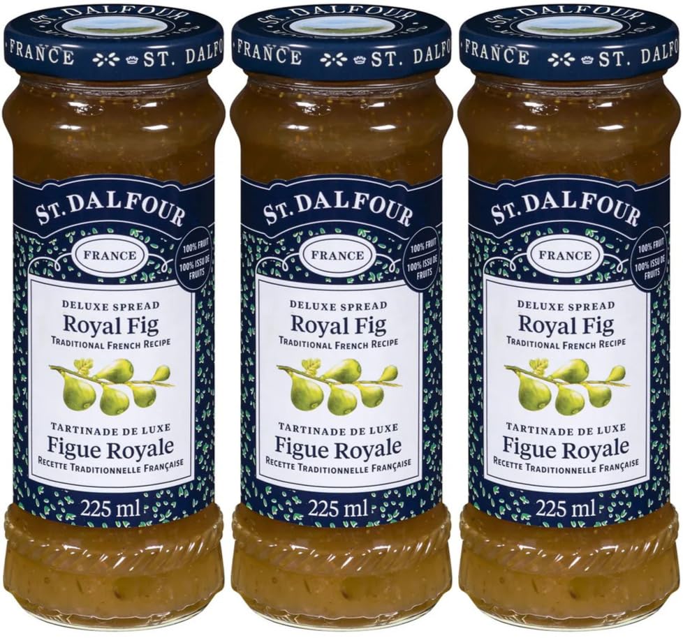 VALUBNDL: St. Dalfour Fig Fruit Spread (3-Pack) – 675ml Total (Three 284g / 10oz Jars) – 100% From Fruit All Natural – No Sugar Added – VALUBNDL Signature Bundle